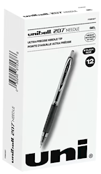 PENS, UNIBALL NEEDLE, GEL, RETRACTABLE, MEDIUM POINT, 0.7MM, BLACK INK, 12/CT LARGE